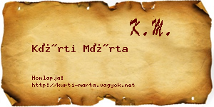 Kürti Márta névjegykártya
